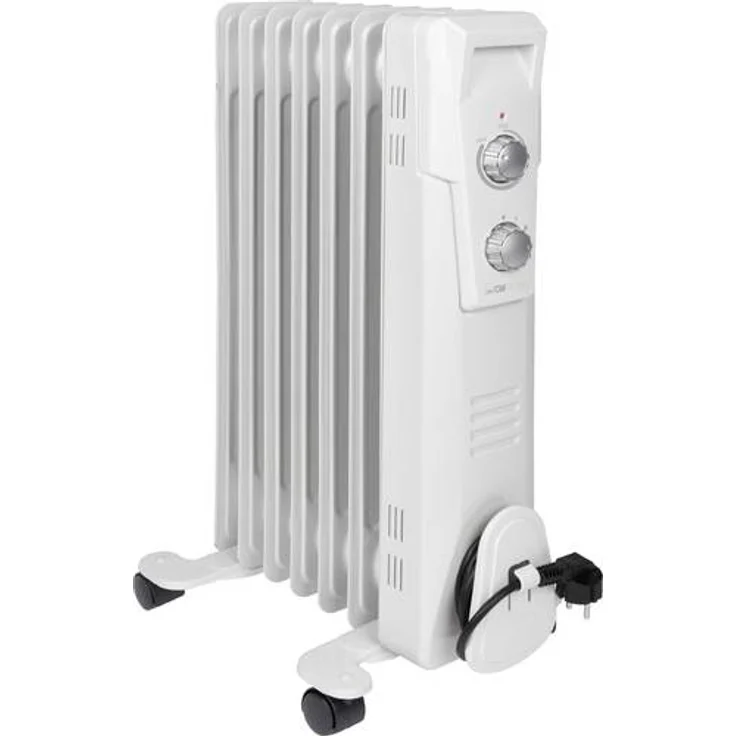 Clatronic RA 3735 7 Rippen-Ölradiator, mobiler Heizkörper bis 1500 Watt, Wärmeregulierung über stufenlosen Thermostatregler, Flexibler Einsatz durch 4 Leichtlaufrollen, Slimline-Bauweise, weiß, Radiator – Bild 1