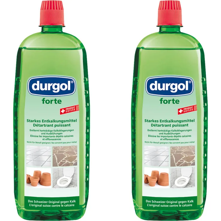Durgol Forte Extra Starker Entkalker Set, Kaltentferner, Kalkreiniger, Kalklöser, 2x 1 L, 4-466