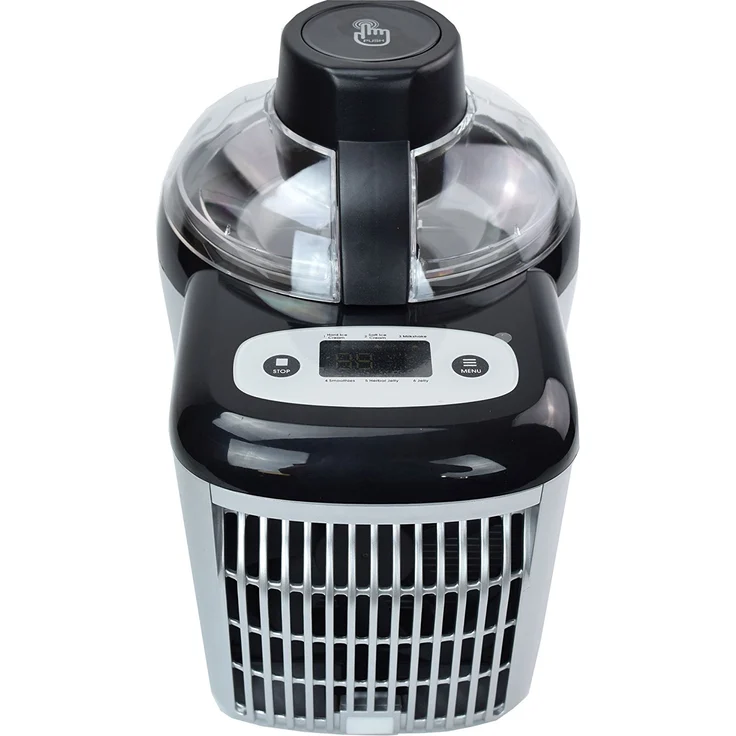 GinoGelati GG-90W Eis Chef Speiseeismaschine mit Kompressor, 90 Watt, 0,7 Liter, für Speiseeis, Sorbets, Frozen Joghurt, Softeis, silber, schwarz – Bild 3