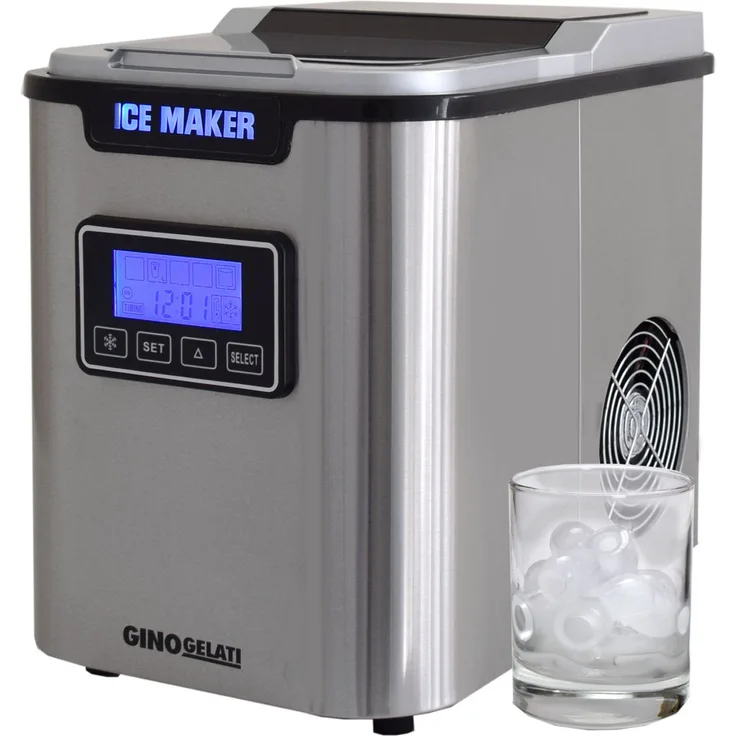 Syntrox Digitaler Edelstahl Eiswürfelbereiter mit LCD Display