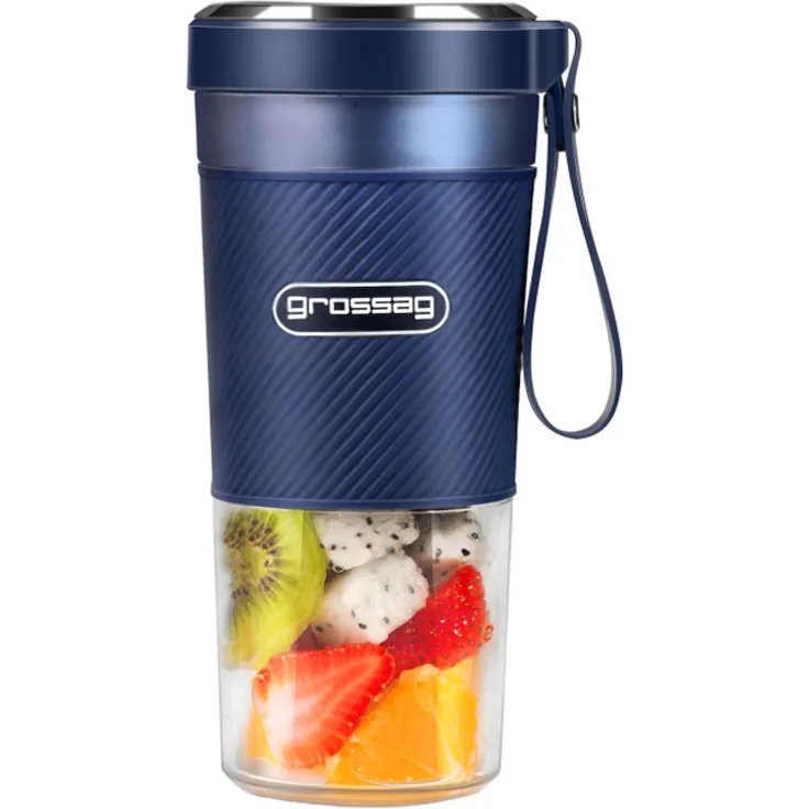 grossag Akku Smoothie Mixer to go, 0,3L, 67W, blau