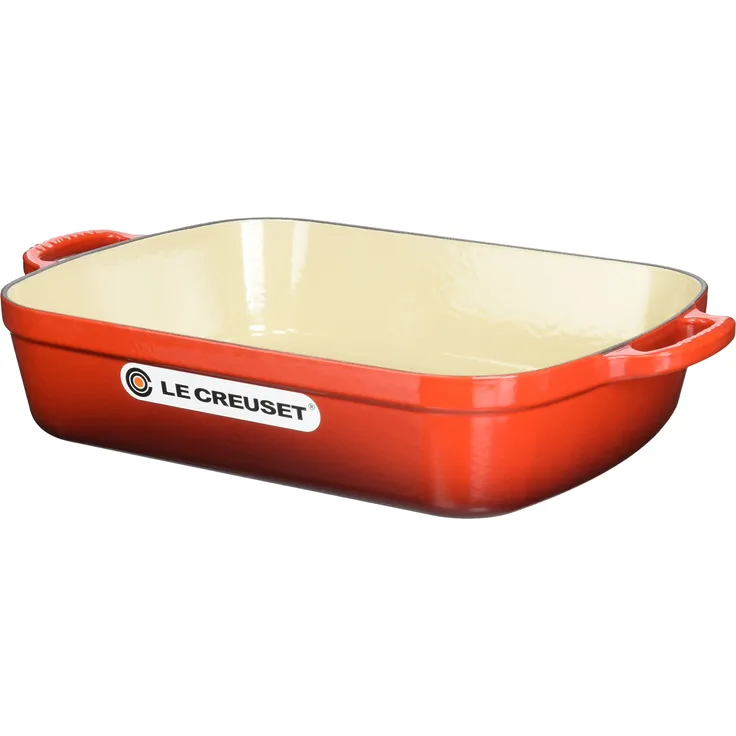 Le Creuset Signature Gusseisen-Bratreine, 33 cm, Rechteckig, Für alle Herdarten und Induktion geeignet, Volumen: 4,9 l, Kirschrot