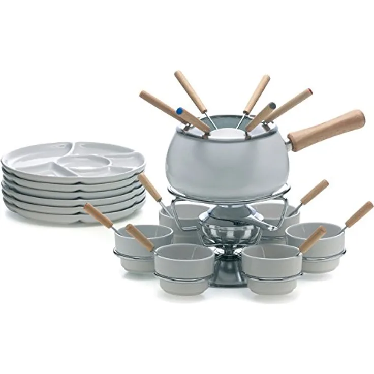 Soul Kitchen Excèlsa Fondue Set, 28-teilig, Weiß