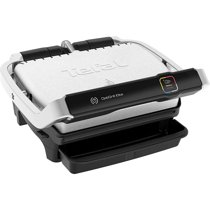 Tefal GC750D OptiGrill Elite Kontaktgrill 2000W, digitales Display mit Schritt-für-Schritt Anleitungen und Countdown, 12 Grillprogramme, 30 cm x 20 cm + verstellbarer manueller Modus, keine deutsche Menüführung, silber – Bild 1