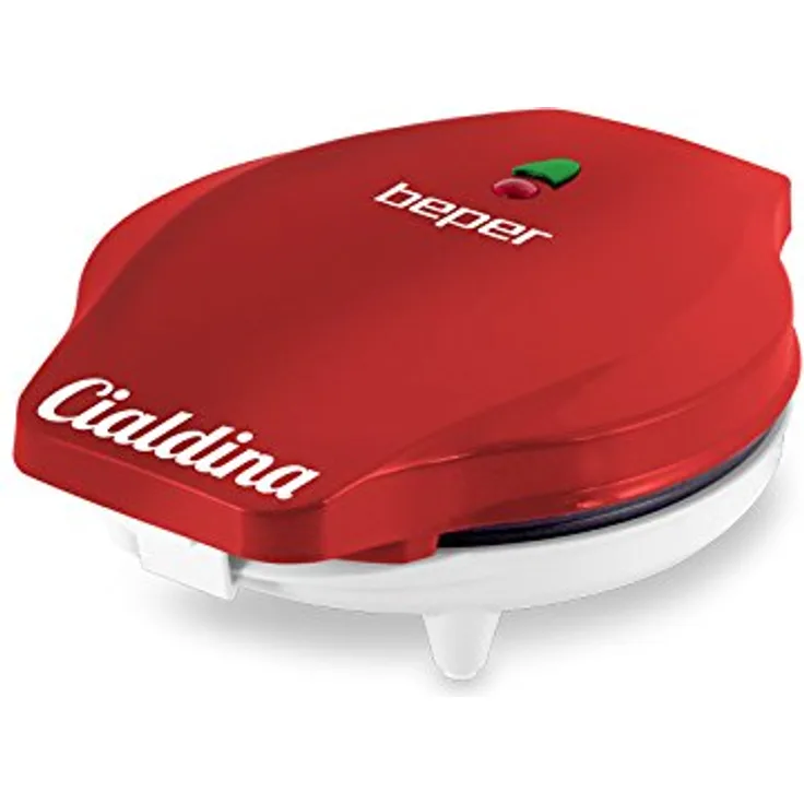 Beper Hörnchen-Automat, Eis-Waffel-Eisen, 18 cm Antihaft-Platte, Leistung 700 W, Form für Eistüten-Hörnchen als Zubehör enthalten - Rot - Weiß