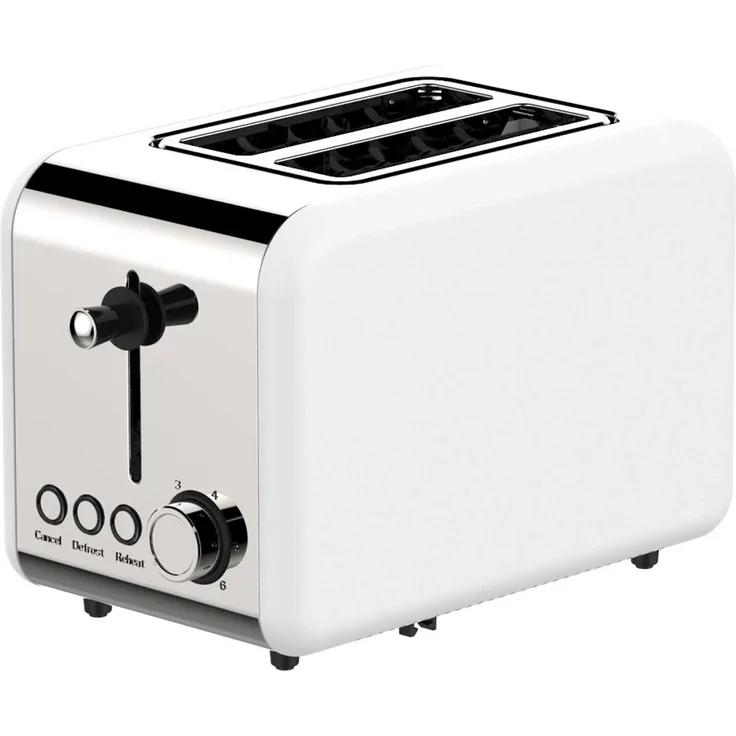 Schäfer 2 Scheiben-Toaster aus Edelstahl 850 Watt, 6 Bräunungsstufen, Scheibenzentrierung, Cool-Touch-Gehäuse, weiß-silber