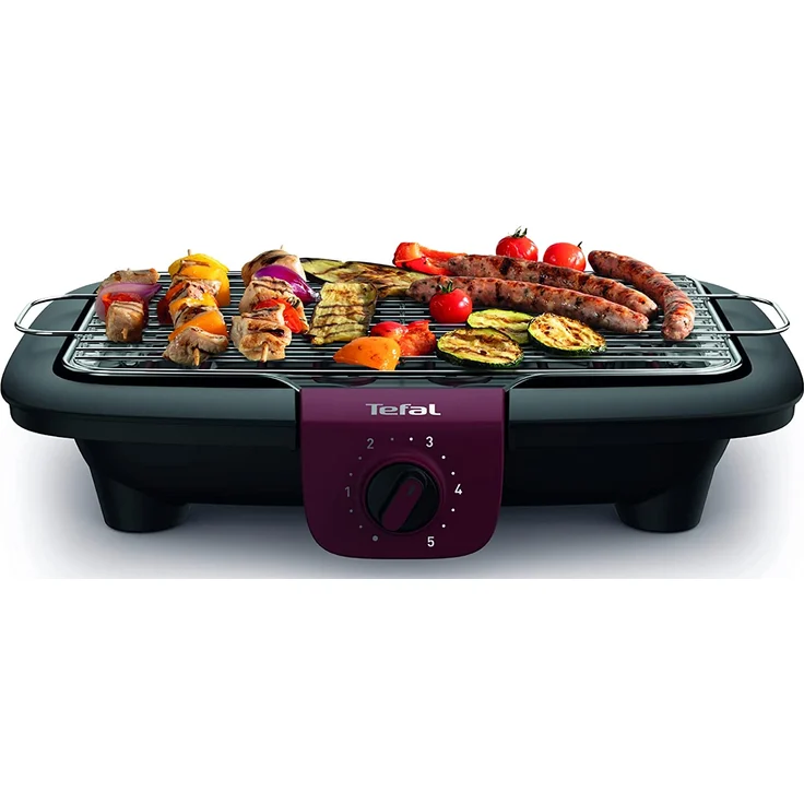 Tefal BG90E5 Easygrill Adjust Elektro-Tischgrill, 2300 Watt, 720 cm² Grillfläche, schwarz-burgunderrot – Bild 2