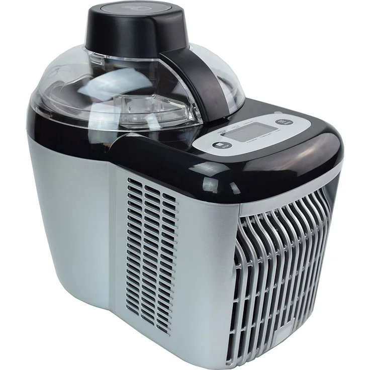 GinoGelati GG-90W Eis Chef Speiseeismaschine mit Kompressor, 90 Watt, 0,7 Liter, für Speiseeis, Sorbets, Frozen Joghurt, Softeis, silber, schwarz – Bild 4