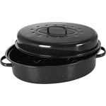 Crealys 513083 Bräter/Auflaufform aus Edelstahl, mit Gitter schwarz gesprenkelt, 40 x 30 cm