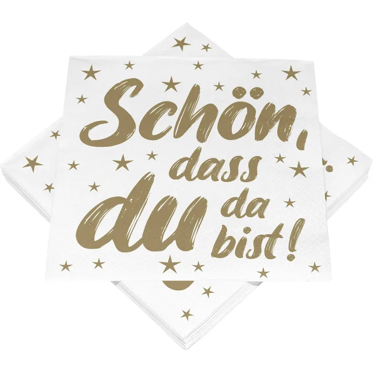 HEKU 22-30243-204: 100 Servietten, 3-lagig, Schön DASS du da bist Gold-weiß
