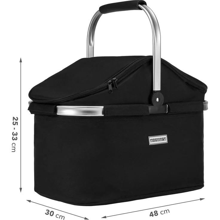 anndora Einkaufskorb, Isolierkorb Picknick Kühlkorb, 25L, schwarz  – Bild 4