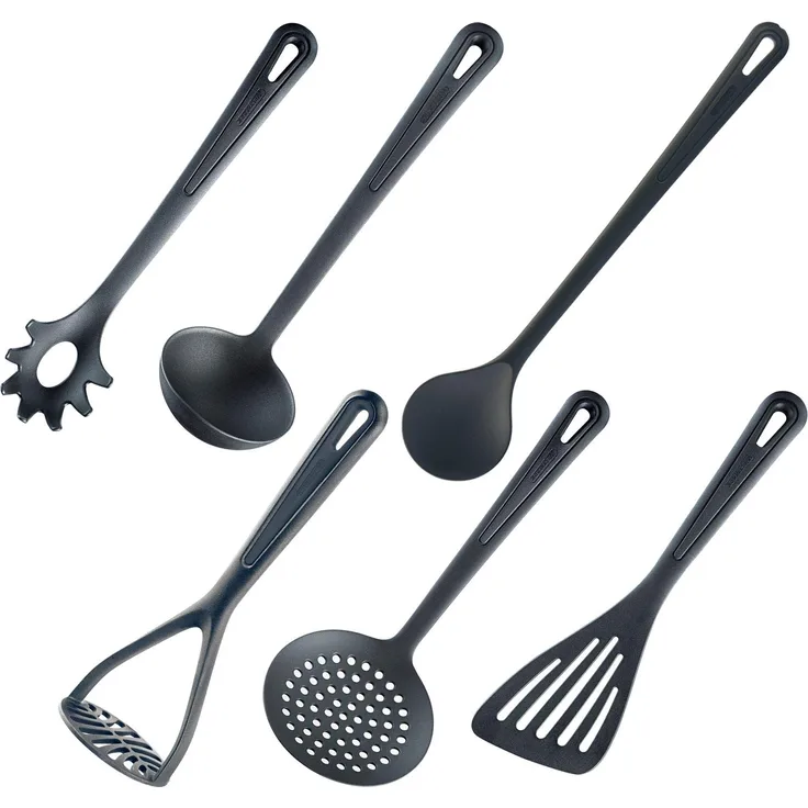 Westmark Küchenhelfer-Set, 6-tlg, Pfannenwender, Rührlöffel, Schaum-, Spaghettilöffel, Suppenkelle, Kartoffelstampfer, PA, Zum Wenden, Rühren, Kartoffelstampfen und Servieren, Gentle, 283522E6