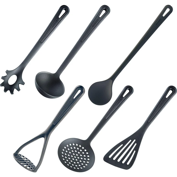 Westmark Küchenhelfer-Set, 6-tlg, Pfannenwender, Rührlöffel, Schaum-, Spaghettilöffel, Suppenkelle, Kartoffelstampfer, PA, Zum Wenden, Rühren, Kartoffelstampfen und Servieren, Gentle, 283522E6