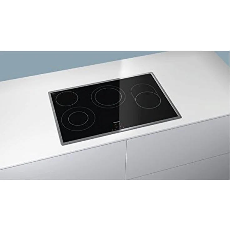 Siemens ET845HH17,Kochfeld, Einbaugerät, Glaskeramik, Autark ja, Betriebsart elektrisch, Anzahl Kochstellen 4, Edelstahl Rahmen aufliegend, touchVontrol, Bratzone, schwarz – Bild 3