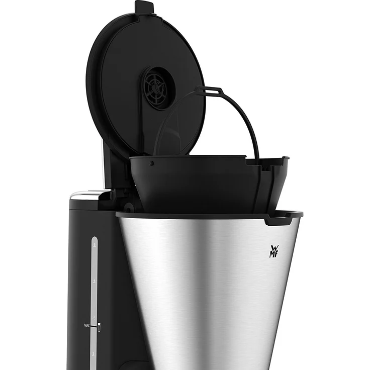 WMF Küchenminis Aroma Kaffeemaschine mit Thermoskanne (760 Watt, Filterkaffee 5 Tassen, Thermobecher to go (350ml), 24 Stunden-Timer, Abschaltautomatik) cromargan matt – Bild 4