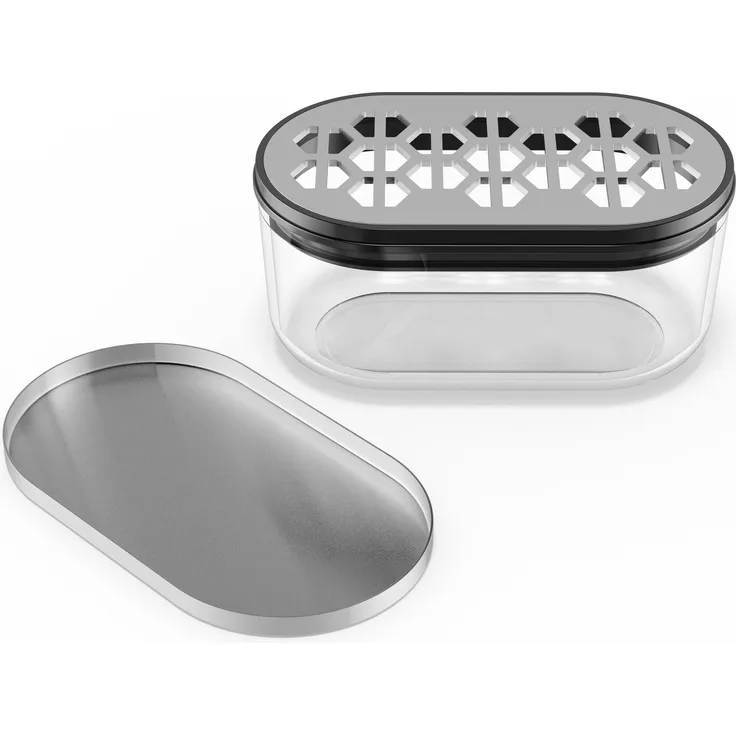 WMF Kitchen classics Käsereibe, mit Behälter und Deckel, Cromargan Edelstahl, Kunststoff, 15 x 8,5 x 7 cm