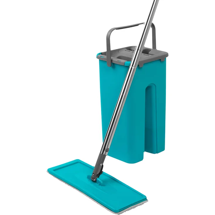 Beldray LA067234EU Duplex Wischmopp und Eimer Set | Integrierter Auswringer & Schmutzentferner | Türkis, Grau, 129 cm