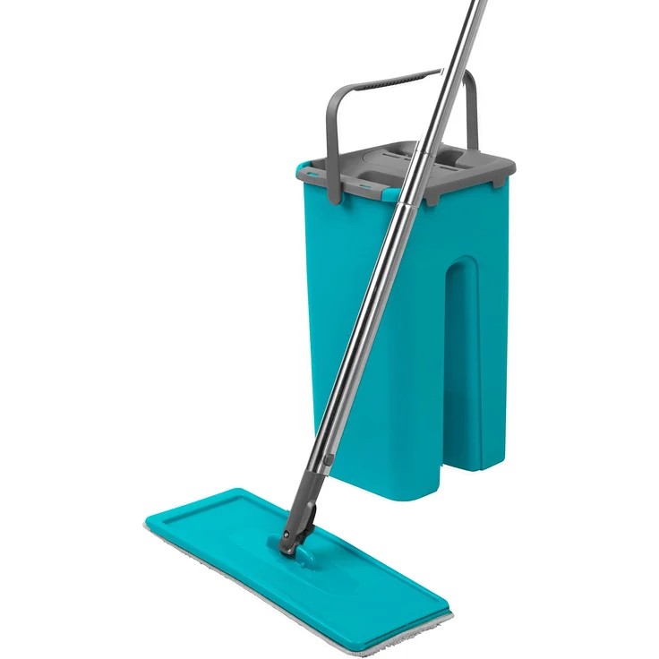 Beldray LA067234EU Duplex Wischmopp und Eimer Set | Integrierter Auswringer & Schmutzentferner | Türkis, Grau, 129 cm – Bild 1