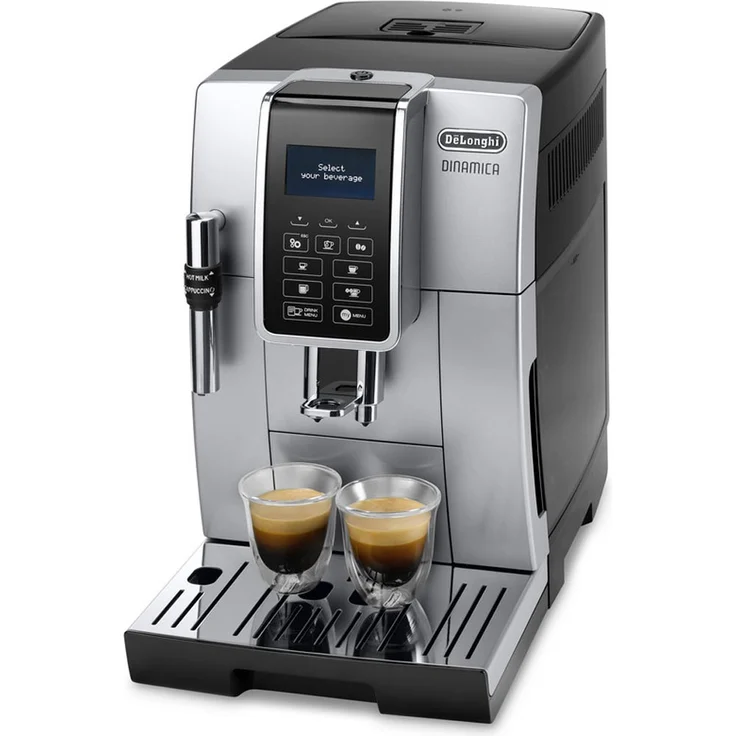 De'Longhi Dinamica ECAM 350.35.SB Kaffeevollautomat mit Milchsystem für Cappuccino und integriertem Mahlwerk, Espresso, Kaffee und Long Coffee Direktwahltasten, Klartext Digitaldisplay, 2-Tassen-Funktion, silber – Bild 2