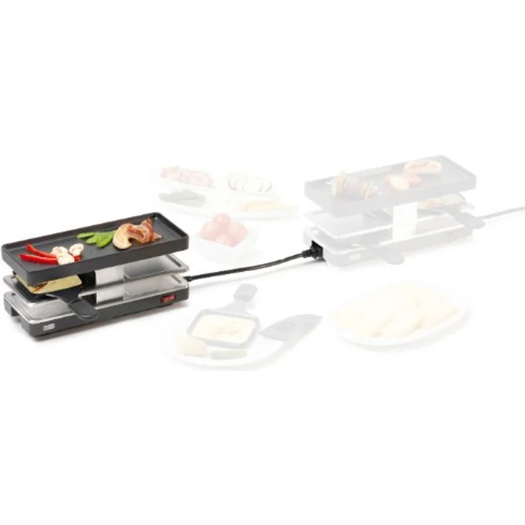 Stoeckli Twinboard Raclette-Grill, 425 Watt, für 2 Personen, Kontrollleuchte, rechteckig, anthrazit, silber – Bild 2