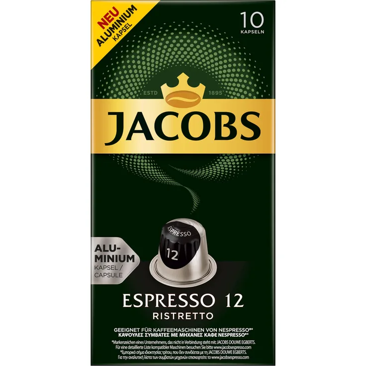 Jacobs Espresso 12 Ristretto, Kaffeekapseln, Nespresso Kompatibel, Kaffee, 100 Kapseln