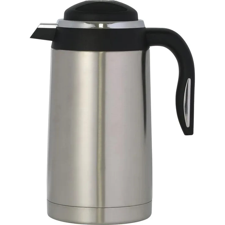axentia Isolierkanne Mila in Silber aus Edelstahl und Kunststoff, Pumpkanne mit Doppelwand, Warmhaltekanne mit hoher Isolierfähigkeit, Kaffeekanne mit robustem Korpus, Volumen: ca. 1,6 L