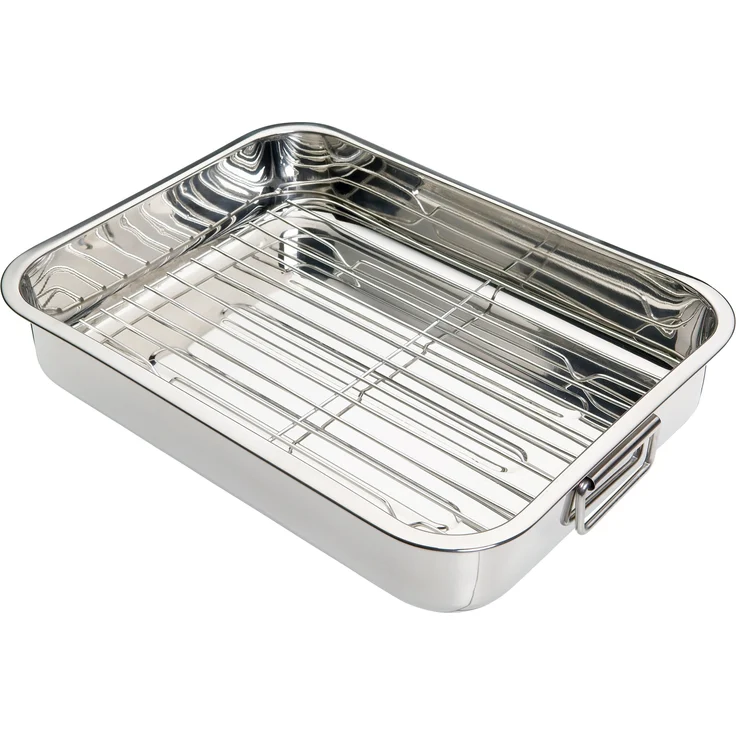 Kitchen Craft Bräter mit Rost aus Edelstahl, 37 x 28x 6.5cm