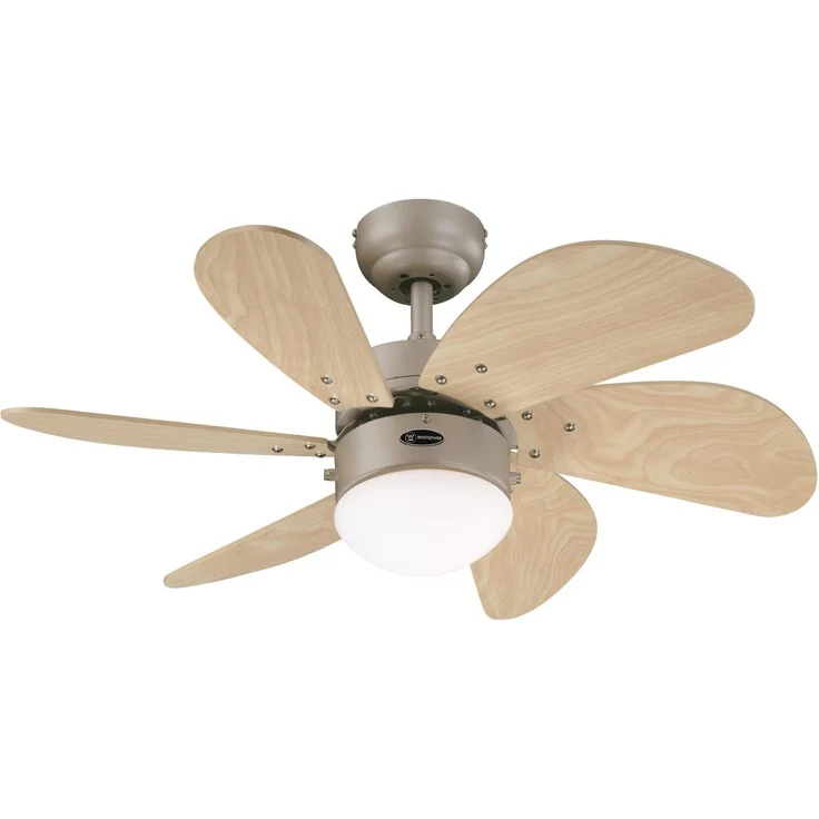 Westinghouse Lighting 76 cm Deckenventilator Turbo Swirl 78158 mit Einzelleuchte und sechs Flügeln, Ausführung in Titan mit Opalmilchglas – Bild 1