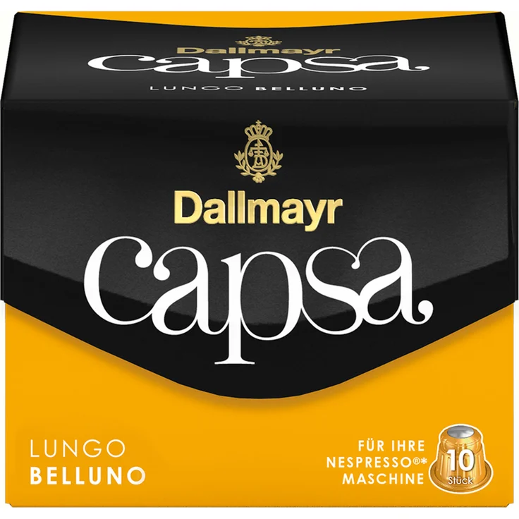 Dallmayr Capsa Lungo Belluno, Nespresso Kompatibel Kapsel, Kaffeekapsel, Röstkaffee, Kaffee, 10 Kapseln, 56 g