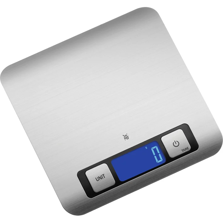 WMF Digitale Küchenwaage Backwaage Haushaltswaage silber Edelstahl grammgenau hohe Präzision 5kg Maximalgewicht – Bild 1