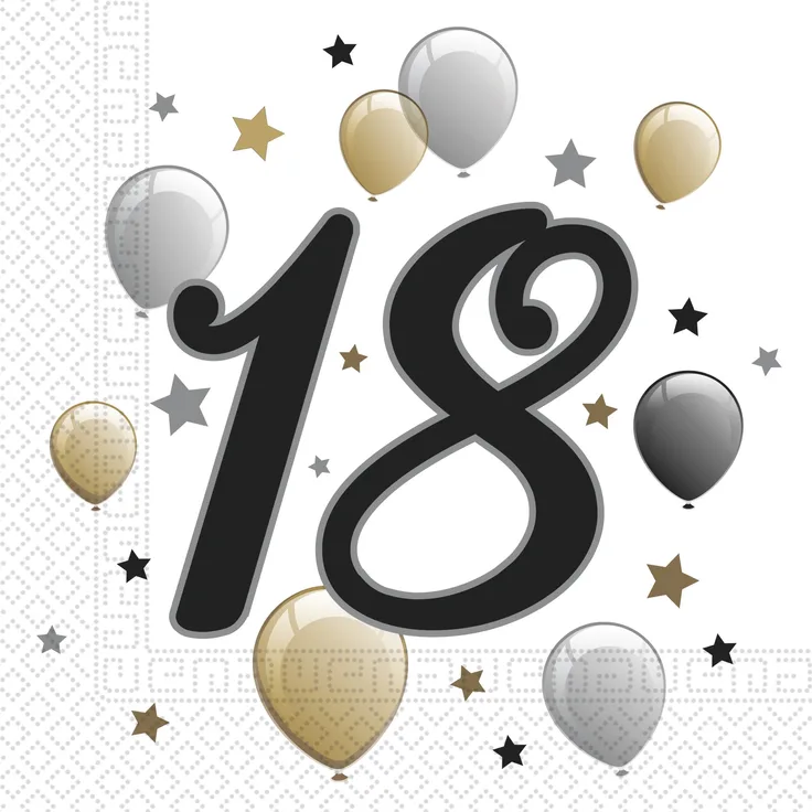 Jubiläumszahl 18 Motivservietten 20 Stück