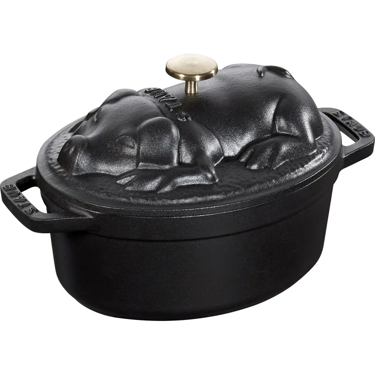 STAUB Cocotte Schwein 17 cm Bräter, Gusseisen, schwarz