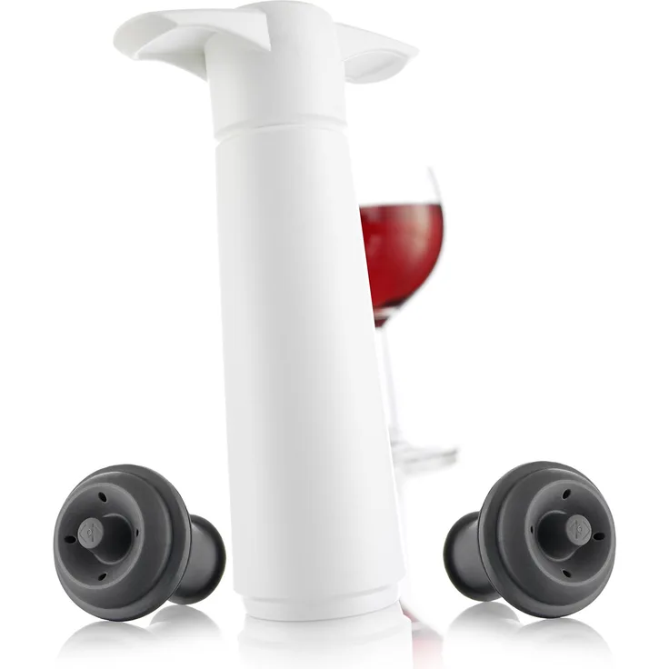 Vacu Vin 09812606 Weinpumpe weiß mit 2 Stopfen