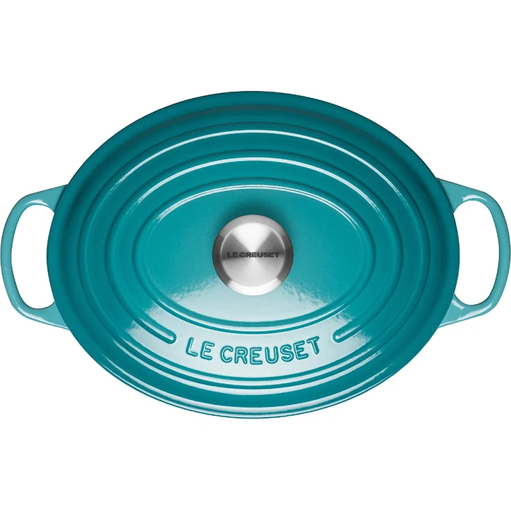 Le Creuset Signature Gusseisen-Bräter mit Deckel, Ø 31 cm, Oval, Für alle Herdarten und Induktion geeignet, Volumen: 6,3 l, Karibik  – Bild 2