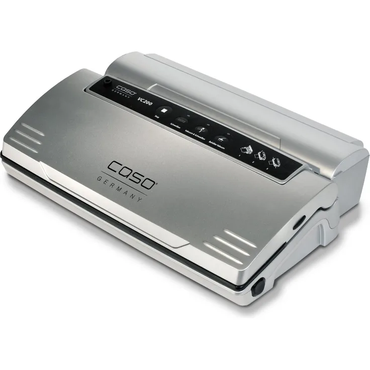 CASO VC200 Vakuumierer - Vakuumiergerät, Lebensmittel bleiben bis zu 8x länger frisch, doppelte Schweißnaht, inkl. Folienbox und Cutter, inkl. 2 Profi-Folienrollen & Schlauch für Vakuumbehälter