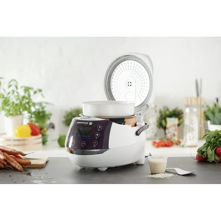 Reishunger Digitaler Reiskocher, 1,5 l Fassungsvermögen, 860 Watt, Warmhaltefunktion, Zubehör  – Bild 3