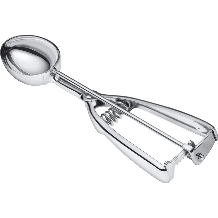 Silit Eisportionierer Edelstahl 22,5 cm, Eislöffel mit Auswerfer, Portionierer für ovale Eiskugeln, Reis, Melonenkugeln, Keksteig