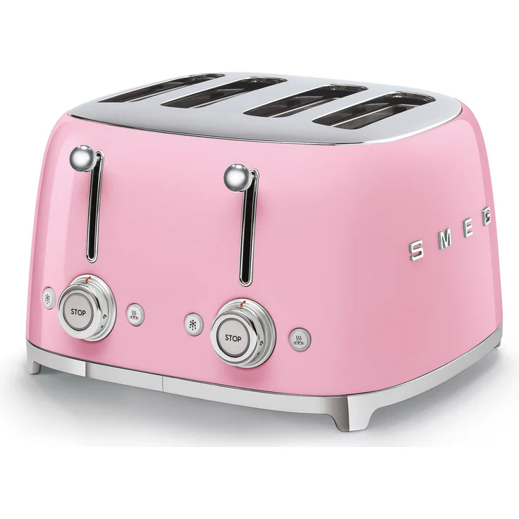 Smeg TSF03PKEU 4-Scheiben-Toaster, 2000W, 6 Bräunungsstufen, Metall, pink – Bild 1