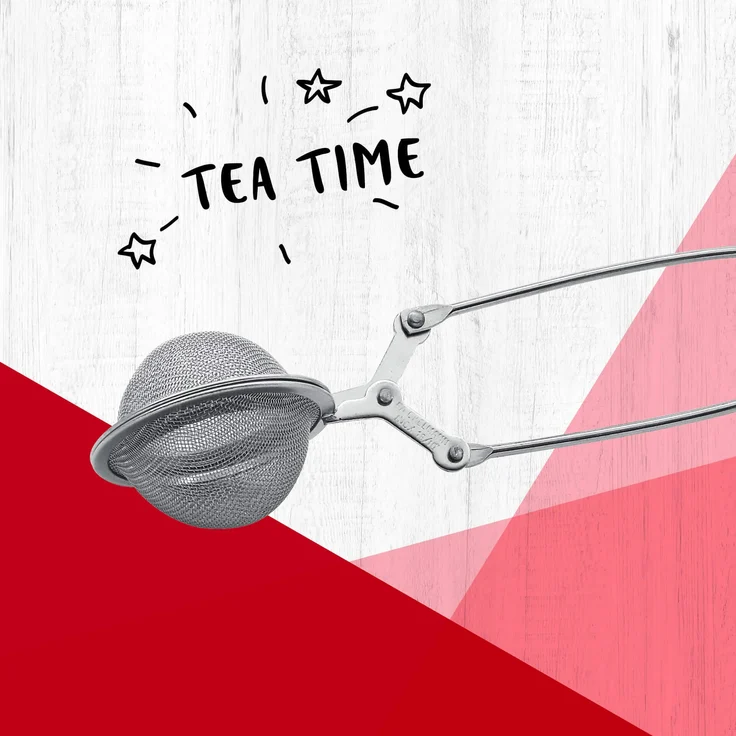 Fackelmann Teebrüher mit Klappgriff, Teesieb aus Edelstahl, Tee-Ei zum Brühen, Umrühren (Farbe: Silber), Menge: 1 Stück – Bild 3