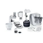Bosch MUM 58257 Küchenmaschine, 1000W, 3,9L Schüssel, inkl. Patisserie-Set, Universalzerkleinereraufsatz, Fleischwolfaufsatz, weiß, silber, Serie: MUM5
