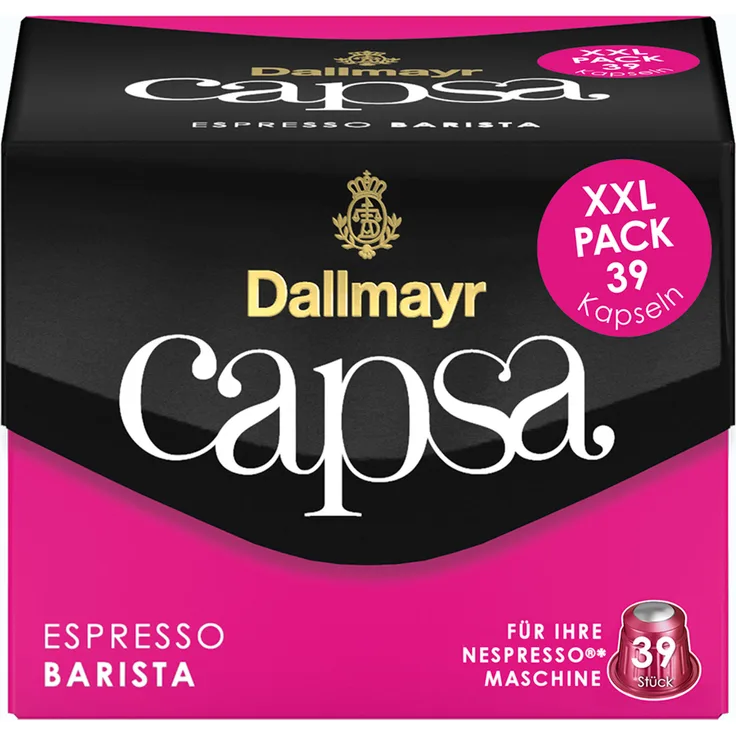Dallmayr Capsa Espresso Barista XXL, Nespresso Kompatibel Kapsel, Röstkaffee, Kaffee, 39 Kapseln, 218 g