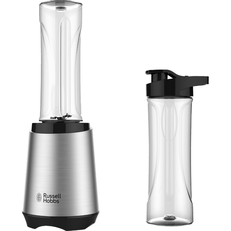 Russell Hobbs 23470-56 Mix&Go Steel Standmixer, 300W, inkl. 2 BPA-freie & spülmaschinenfeste Tritan Trinkflaschen + Deckel (600ml), 23.500 U-min, elektrischer Zerkleinerer, Mixer, kompakter Smoothie-Maker, edelstahl, schwarz – Bild 2