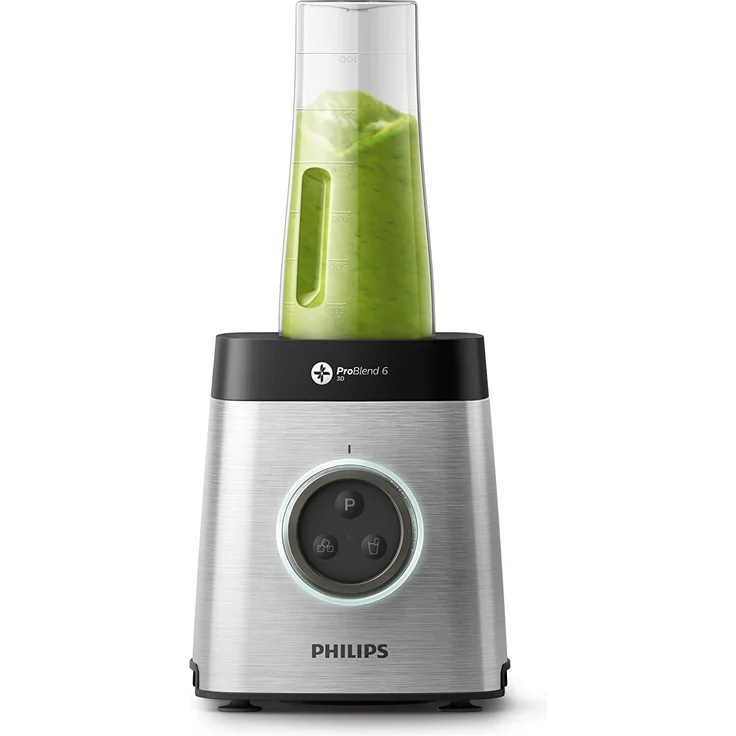 Philips HR3655-00 Standmixer (1400 Watt, ProBlend 6 3D Technologie, 2 Liter Glasbehälter, 2x Trinkbecher, Spülmaschinenfest) edelstahl  – Bild 4