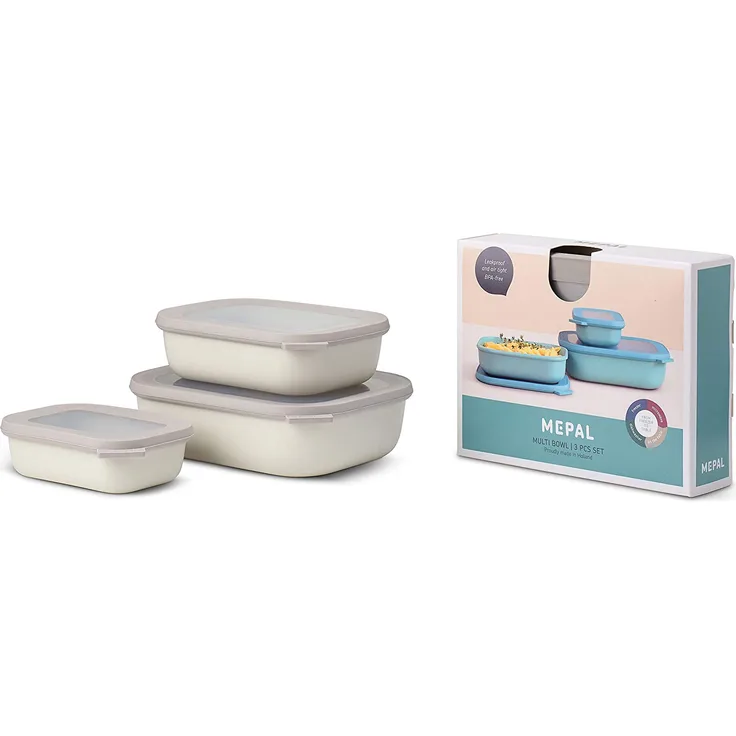 Mepal Set cirqula rechteckig 3-teilig (500+1000+2000) - nordic weiß
