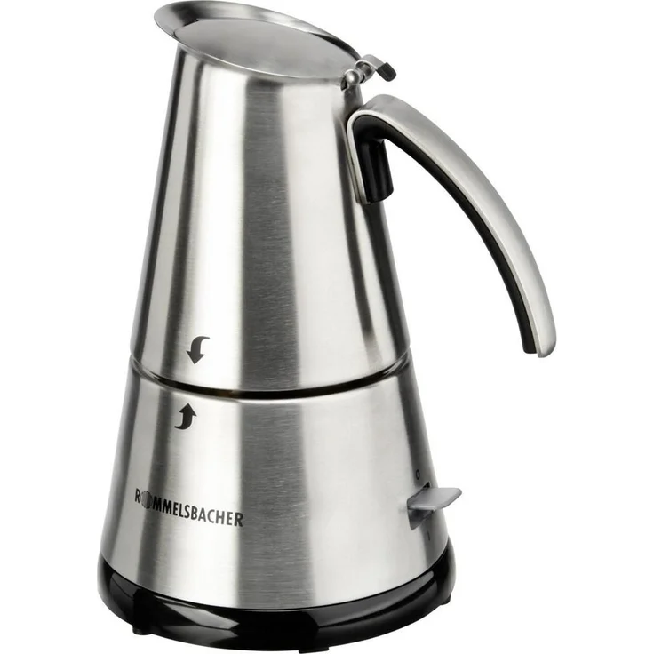 Rommelsbacher EKO 364-E Espressokocher elektrisch (2-4 Tassen, 250ml Füllmenge, 2 Edelstahl-Filtereinsätze, Abschaltautomatik, Sicherheitsventil, Ein-Ausschalter, 365 W) Edelstahl – Bild 1