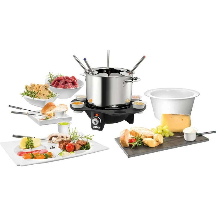 UNOLD Fondue-Elegance, Fondue-Set, Wechseltopf Edelstahl-Keramik, Zubehör, für 8 Personen, 48645 – Bild 12