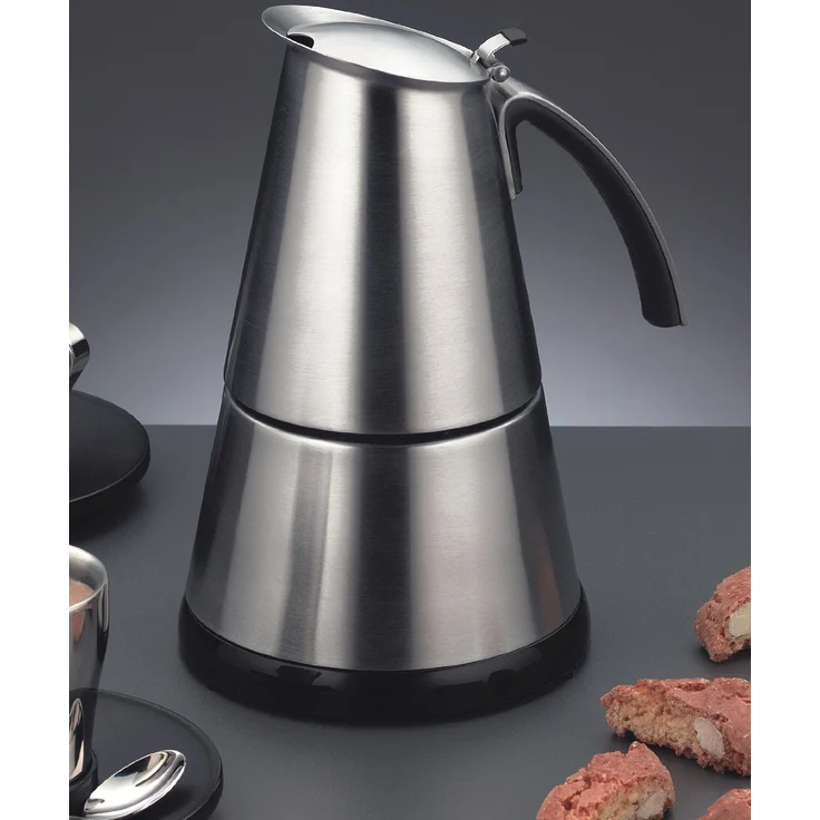 Rommelsbacher EKO 364-E Espressokocher elektrisch (2-4 Tassen, 250ml Füllmenge, 2 Edelstahl-Filtereinsätze, Abschaltautomatik, Sicherheitsventil, Ein-Ausschalter, 365 W) Edelstahl – Bild 3
