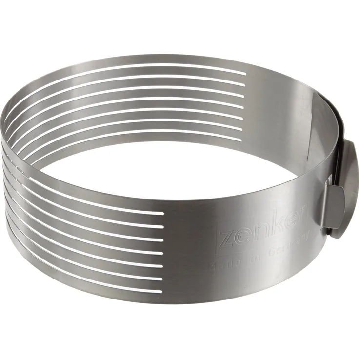 Zenker Tortenboden-Schneidhilfe Patisserie für Ø 26 und Ø 28 cm, Kuchen-Schneidhilfe für gleichmäßge Tortenböden, stabiler Edelstahlring (Farbe: Silber) - spülmaschinengeeignet, Menge: 1 Stück