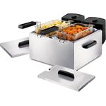 Princess 183123 Classic Double Fryer Fritteuse, mit Öl, 6 Liter Fassungsvermögen, 3600 Watt, schwarz silber