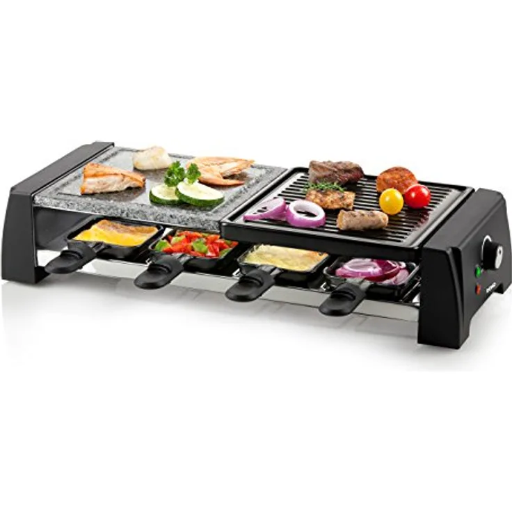 DOMO DO9190G Raclette-Steingrill, Kunststoff, Schwarz, Grau